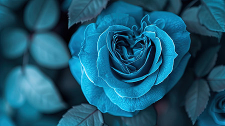A captivating image of a heartshaped blue rose with a heart in the middle created in the style of enchanting realms The bioluminescence adds an extra touch of beauty to this 32k UHD image The sgrafitto technique enhances the intricate details Truly a beautiful chaos captured in this imageの素材