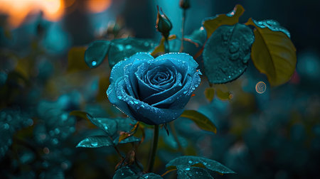 A captivating image of a heartshaped blue rose with a heart in the middle created in the style of enchanting realms The bioluminescence adds an extra touch of beauty to this 32k UHD image The sgrafitto technique enhances the intricate details Truly a beautiful chaos captured in this imageの素材