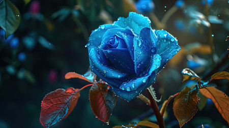 A captivating image of a heartshaped blue rose with a heart in the middle created in the style of enchanting realms The bioluminescence adds an extra touch of beauty to this 32k UHD image The sgrafitto technique enhances the intricate details Truly a beautiful chaos captured in this imageの素材