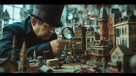 A mini detective explores a world of oversized clues searching for answers with his magnifying glass in hand Dive into this perspective-bending mysteryの素材
