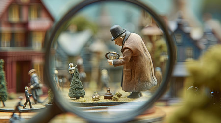 A mini detective explores a world of oversized clues searching for answers with his magnifying glass in hand Dive into this perspective-bending mysteryの素材