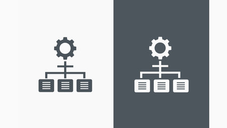 Visualize streamlined operations with this clean, modern organizational flowchart. Ideal for illustrating efficient workflows, business strategy, and structured processes.のイラスト素材
