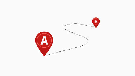 Visualize routes effortlessly. Ideal for travel, logistics, or planning. Illustrate journeys with a clear path from start to finish. Navigation made simple.のイラスト素材