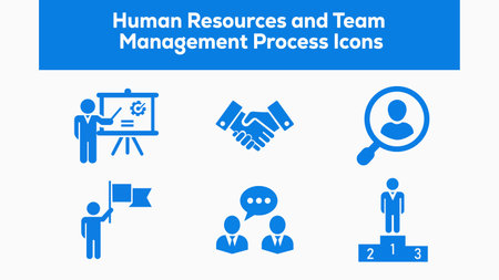 Modern HR icons for team management, business processes, and presentations. Ideal for corporate communications, reports, and websites. Boost your projects today!のイラスト素材