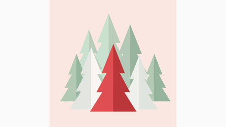 Festive Christmas Trees Design with a Modern Aesthetic, Perfect for Holiday Greetings and Winter Celebrations, Originally a Scalable Vector Graphicのイラスト素材