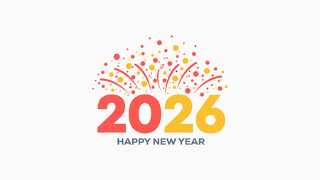 Celebrate a Bright 2026 New Year with Festive Fireworks and Bold Colors, Perfect for Greetings,...
