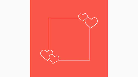 Minimal Heart Corner Frame â Romantic Line Art Square Border Vector Designのイラスト素材