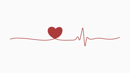 Heartbeat Line with Red Heart â€“ Minimal Romantic ECG Pulse Vector Illustration