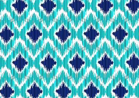 Seamless Blue Ikat fabric Patternのイラスト素材