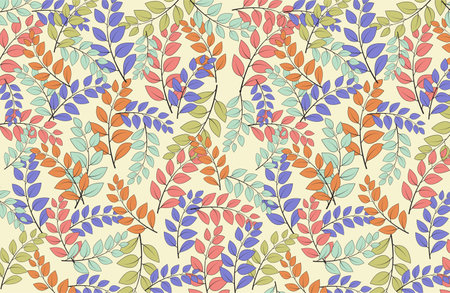 Colorful Leaves Seamless Fabric Patternのイラスト素材