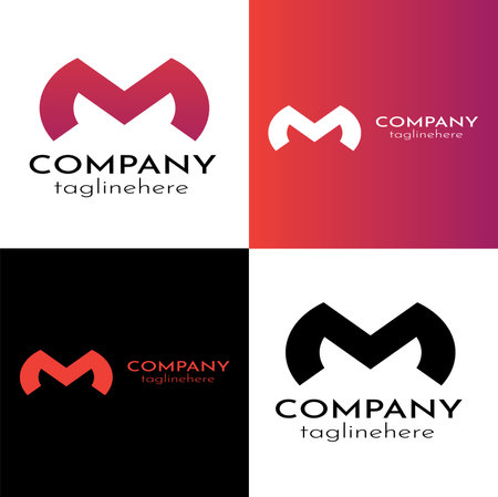 company logo icon element template letter M red black white color vector illustrationのイラスト素材