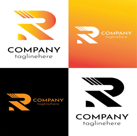 company logo icon element template alphabet letter p with business card corporate identityのイラスト素材