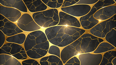 Abstract showing abstract gold veined dark marble mosaic pattern image. High resolution image suitable for commercial use. Clear details and vibrant colors enhance visual appeal.の素材