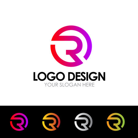 Letter R logo design template elements icon. Business sign. Circle symbolのイラスト素材