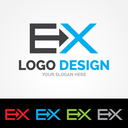 company logo icon element template alphabet letter e x c c c xのイラスト素材