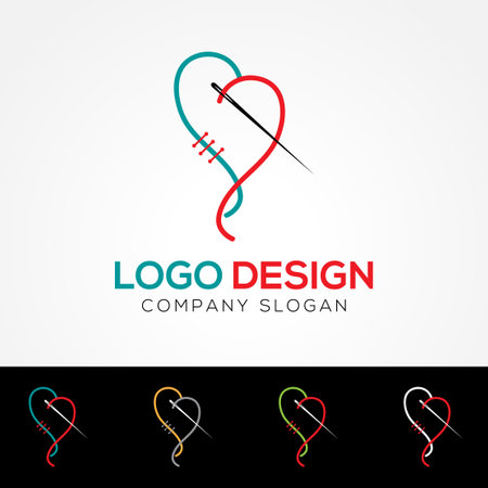 Logo design template. Heart with needle icon. Vector illustration.のイラスト素材