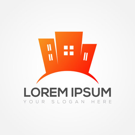 Real estate logo design. Building, apartment and home vector icon.のイラスト素材