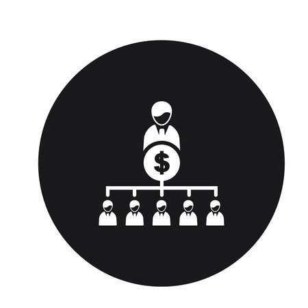 Businessman with money icon on the black background. Vector illustration.のイラスト素材
