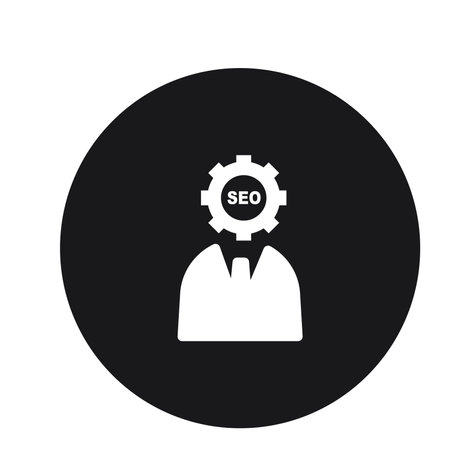 Businessman with gear icon, vector illustration. Flat design style.のイラスト素材
