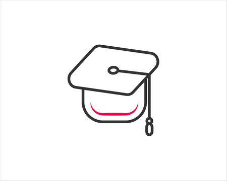 Graduation cap line icon, outline vector sign, linear pictogram isolated on white.のイラスト素材
