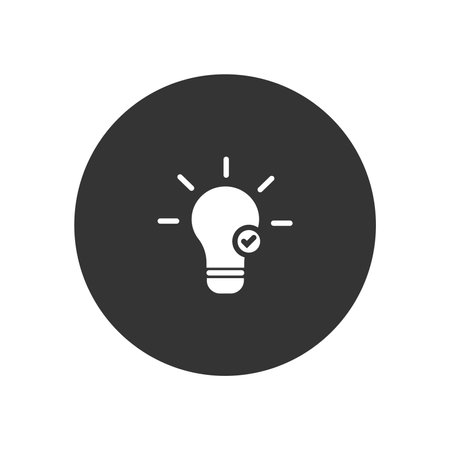 Light bulb with check mark icon. Idea symbol. Vector illustration.のイラスト素材