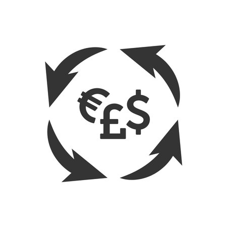 Currency exchange icon in flat style. Euro and Dollar vector illustration on white isolated background. Dollar business concept.のイラスト素材