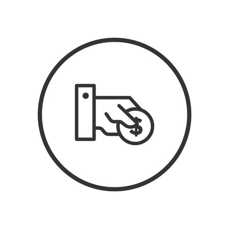 Hand holding money icon in flat style. Vector illustration on white isolated background.のイラスト素材