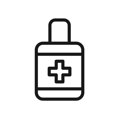 medicine bottle icon over white background, line style, vector illustrationのイラスト素材