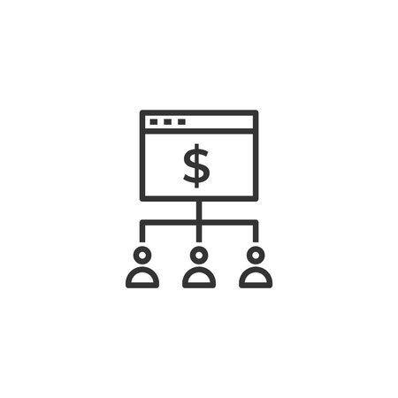 Business strategy line icon in flat style. Business presentation vector illustration on white...