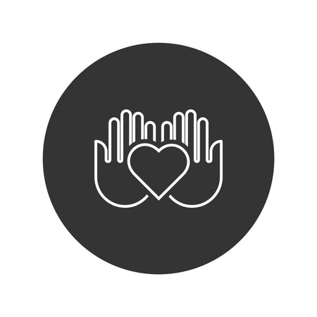 Heart and hands line icon on the white background. Vector illustration.のイラスト素材