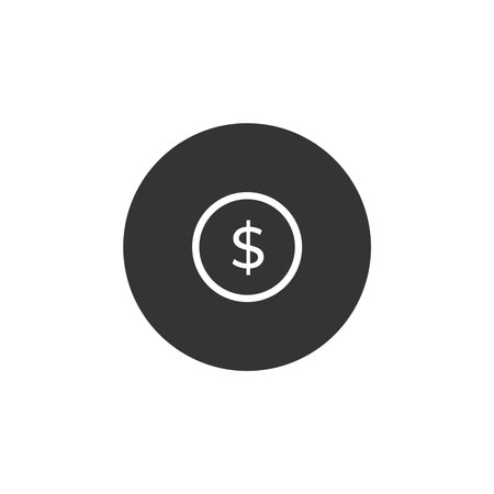 Coin icon in flat style. Money vector illustration on white isolated background. Dollar business concept.のイラスト素材
