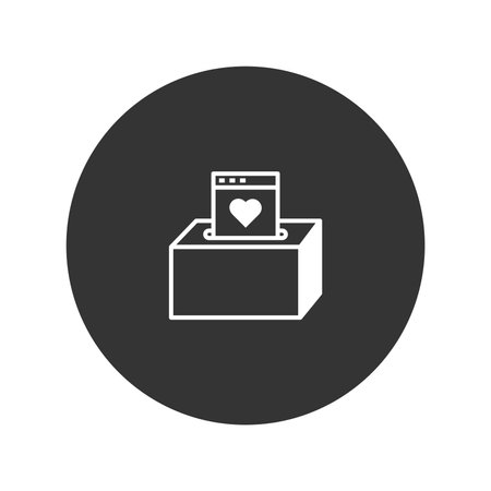 ballot box with heart icon over white background, block style, vector illustrationのイラスト素材