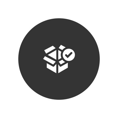 Box check mark icon in flat style. Box check mark vector illustration on white isolated background. Approval business concept.のイラスト素材