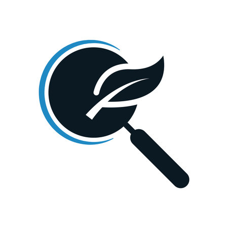 Magnifying glass with leaf icon. Vector magnifying glass icon.のイラスト素材