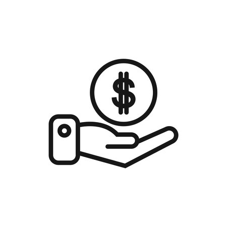 Money in hand line icon. Hand, dollar, cash. Money concept. Can be used for topics like banking, business, financeのイラスト素材