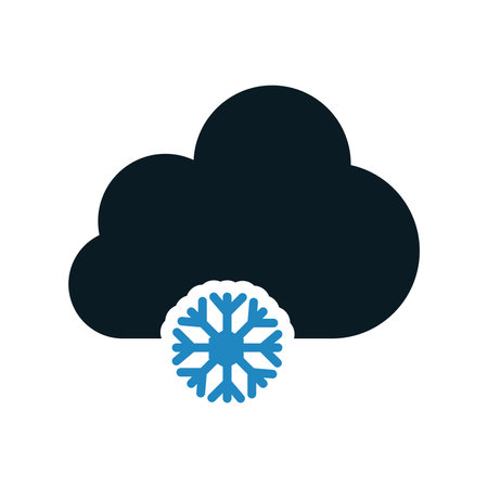 Cloud with snowflake icon. Flat color design. Vector illustration.のイラスト素材