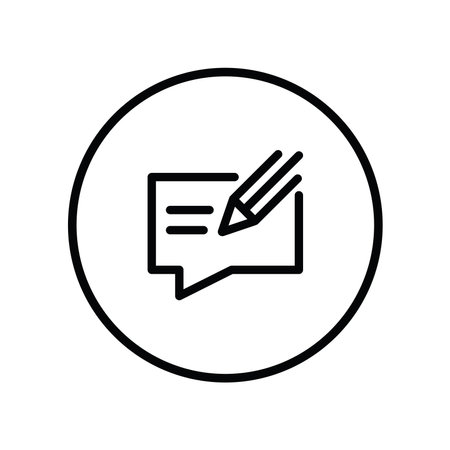 speech bubble message with pencil line style icon design, Message discussion conversation talk and technology Vector illustrationのイラスト素材