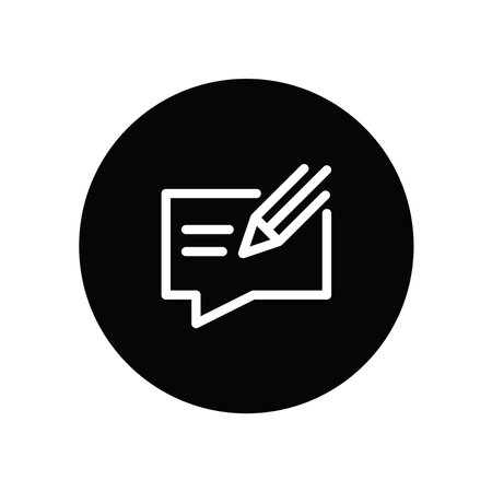 speech bubble with pencil icon over white background, block style, vector illustrationのイラスト素材