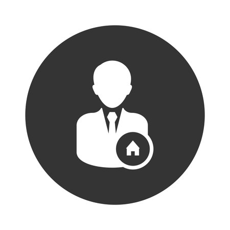 user profile with home icon, vector illustration, flat design. Eps 10のイラスト素材