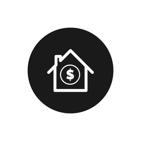 house with dollar symbol icon over white background, block style, vector illustrationのイラスト素材