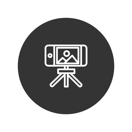 Camera on tripod line icon, vector graphics, a linear pattern on a white background, eps 10.のイラスト素材