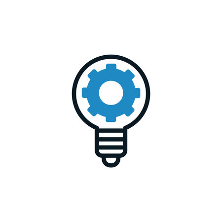 Light bulb and gear icon. Idea, solution, innovation concept. Can be used for topics like business, technology, startupのイラスト素材