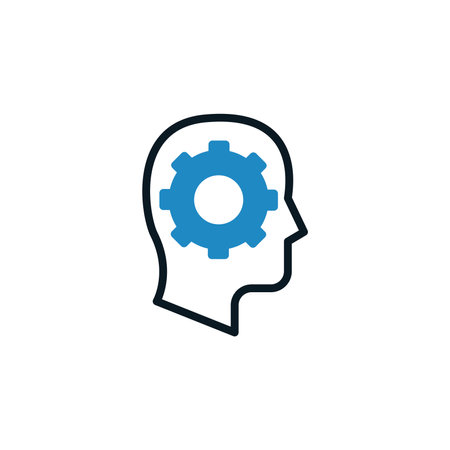 Human head with gear inside icon. Flat design style eps 10のイラスト素材