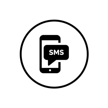 Smartphone with sms icon. Vector illustration, flat design.のイラスト素材