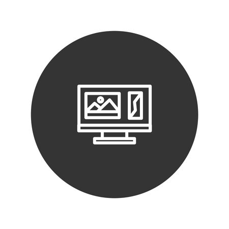computer screen icon over white background, line block style, vector illustrationのイラスト素材