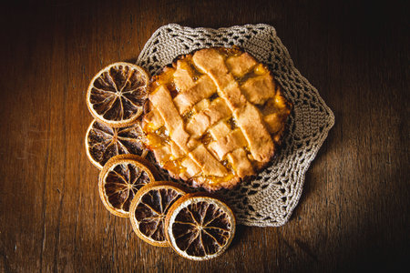Tart with orange marmaladeの写真素材