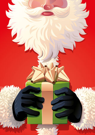 Santa Claus giving the giftのイラスト素材