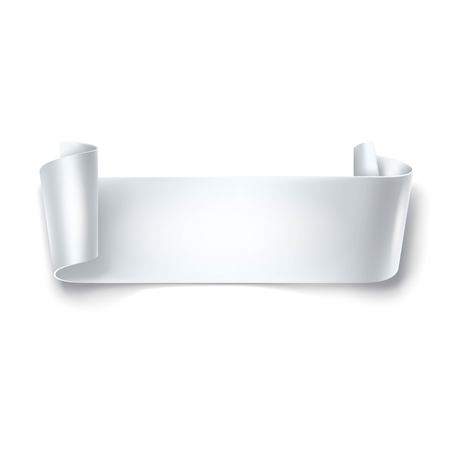 White detailed curved ribbon isolated on white background. Curved paper banner.のイラスト素材