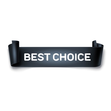 Best choice inscription on black detailed curved ribbon isolated on white background. Curved paper banner.のイラスト素材