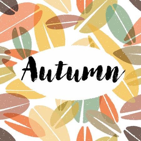 Chalk Autumn Calligraphy on Leaves Backgroundのイラスト素材